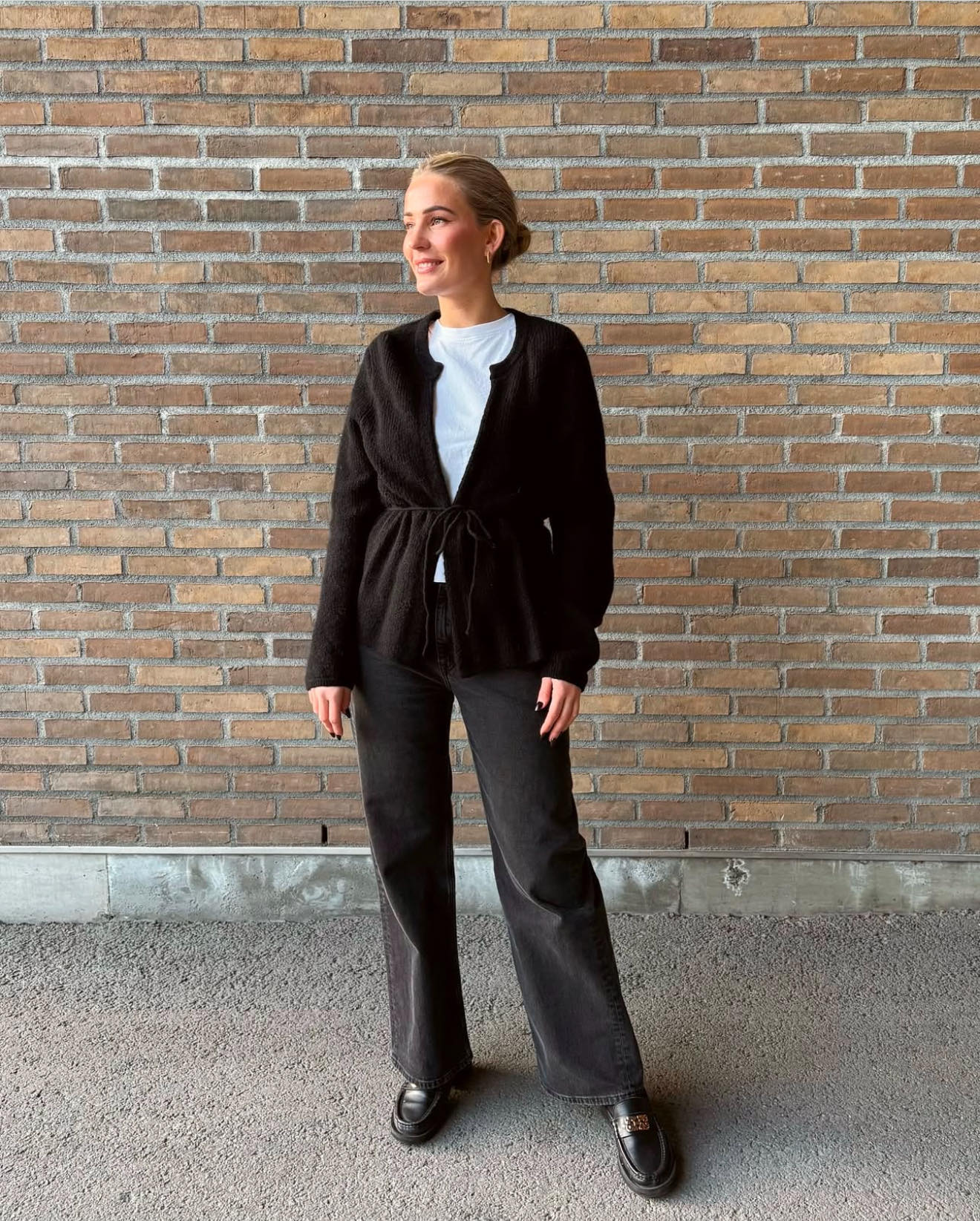 Sia Ras Cardigan med belte - Sort/ Black