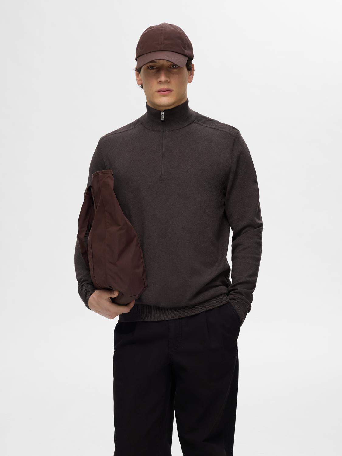 Berg Half Zip Genser - Brun/ Chocolate Torte