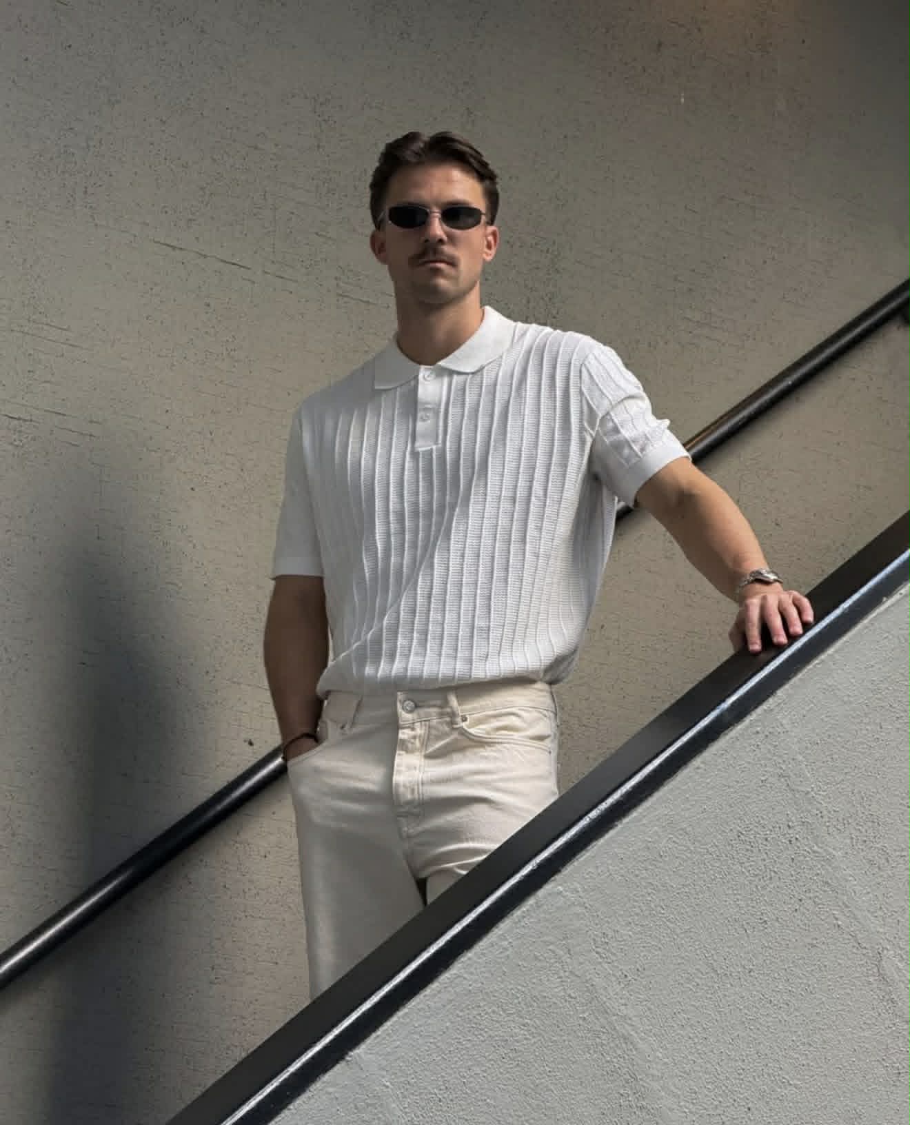 Dane Strikket Polo-Skjorte - Beige/ Egret