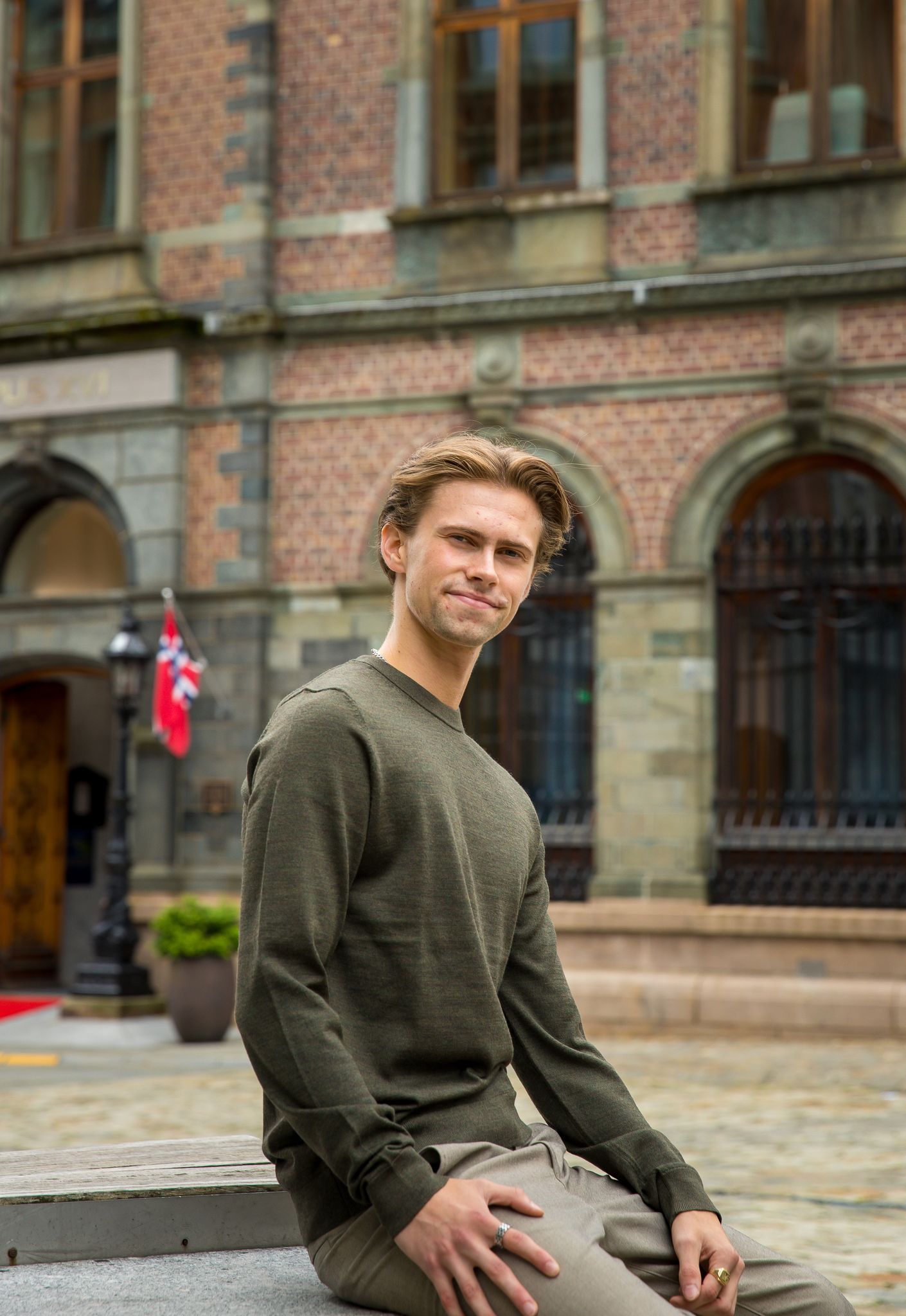 Town rund hals genser - Grønn/ Forest Night