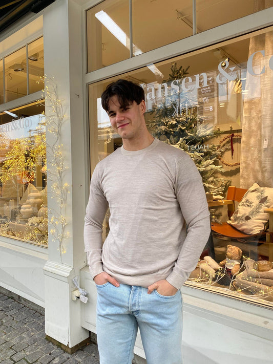 SELECTED HOMME - TOWN MERINO O-NECK GENSER - Fog