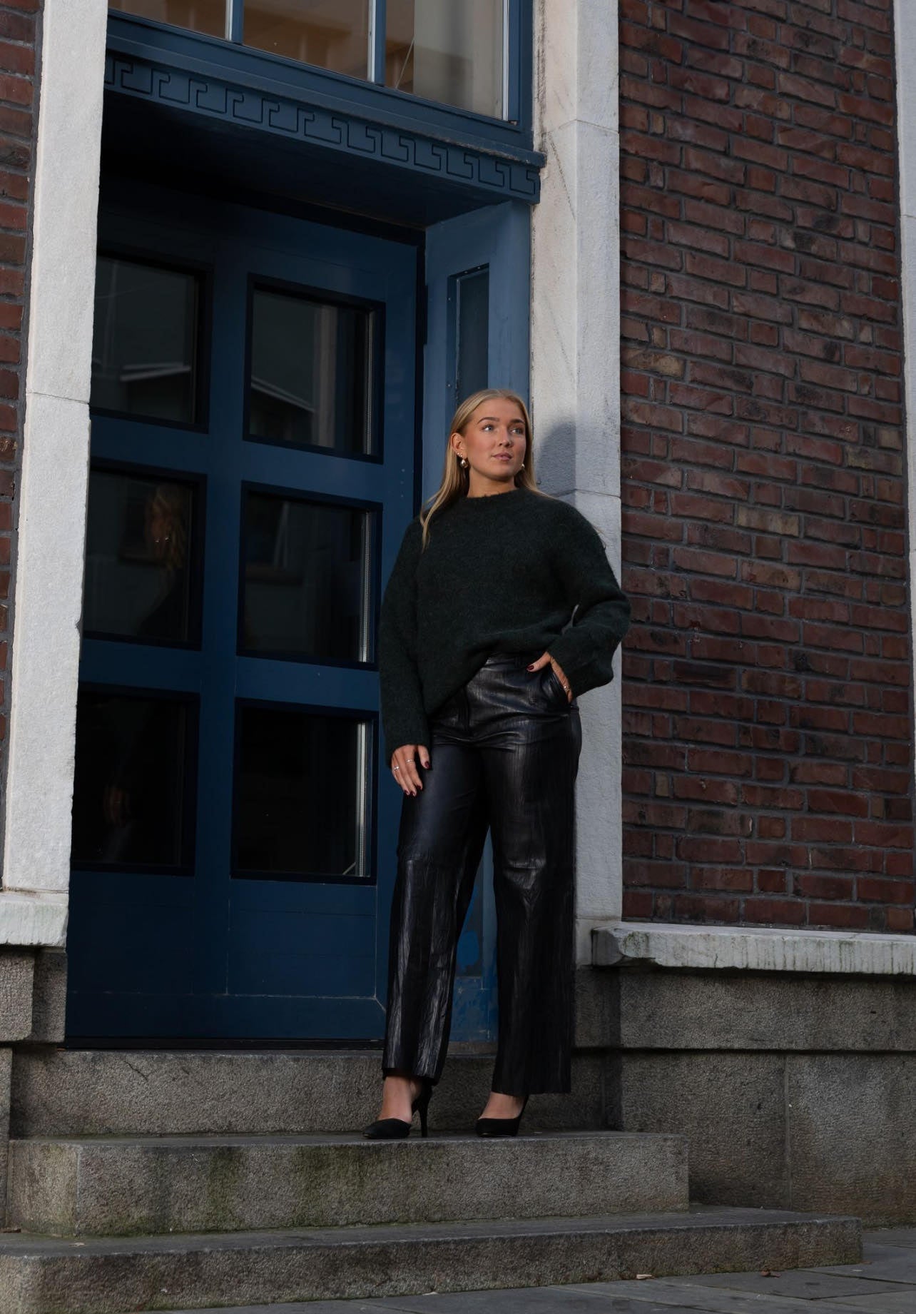 Gabella Strikket Genser - Grønn/ Scarab