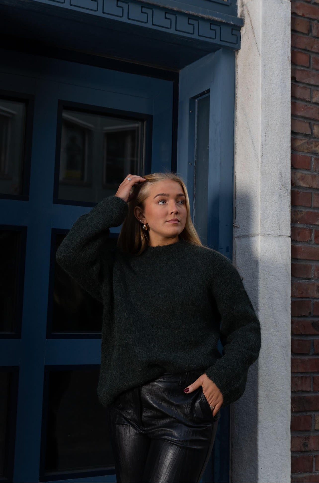 Gabella Strikket Genser - Grønn/ Scarab