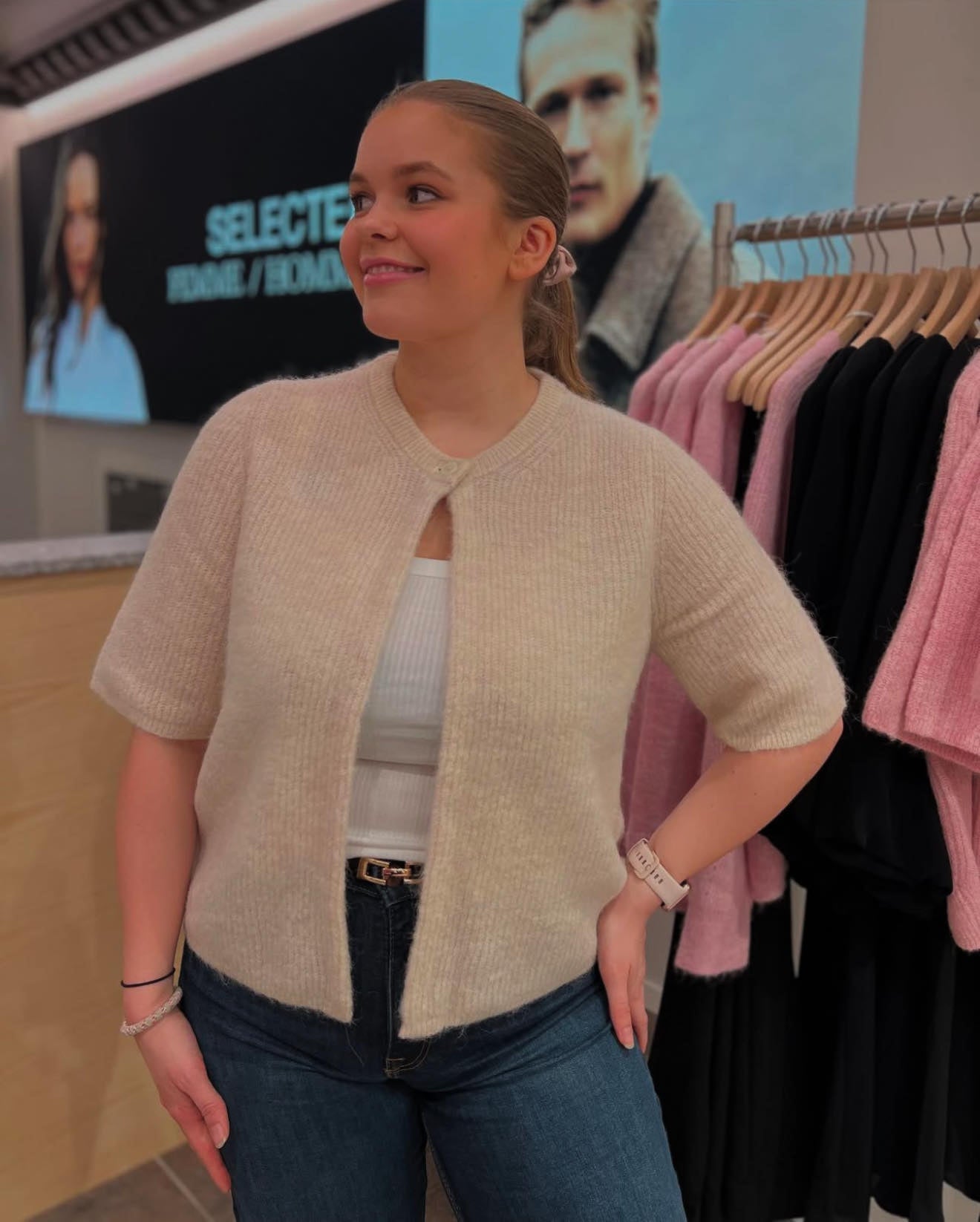 Sia Strikket Cardigan - Beige/ Birch