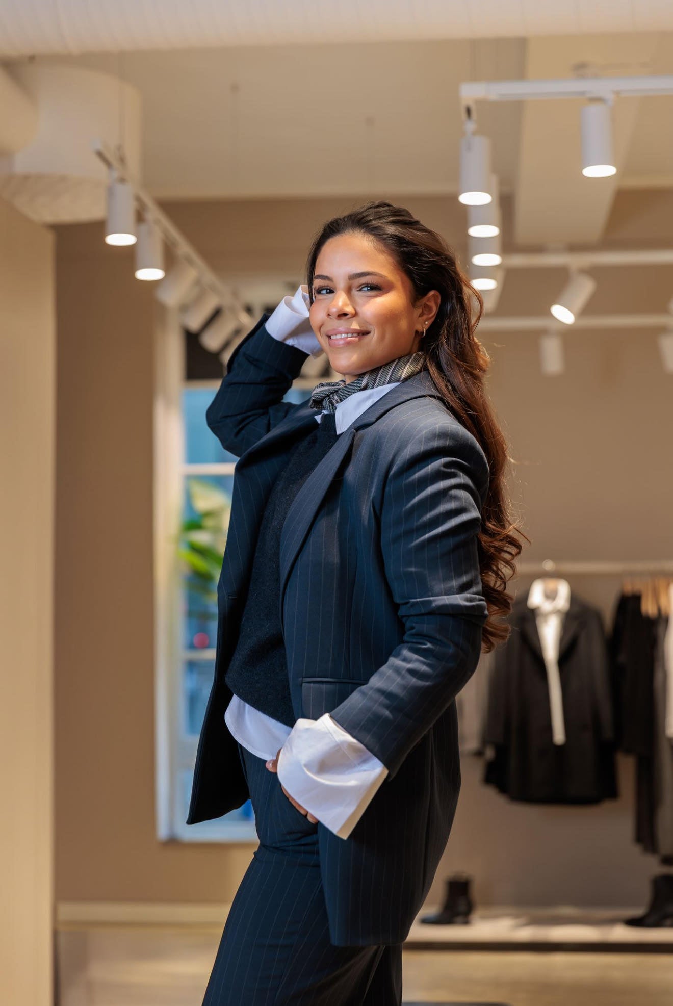 Rita Wide Stripete Bukser - Blå/ Dark Sapphire