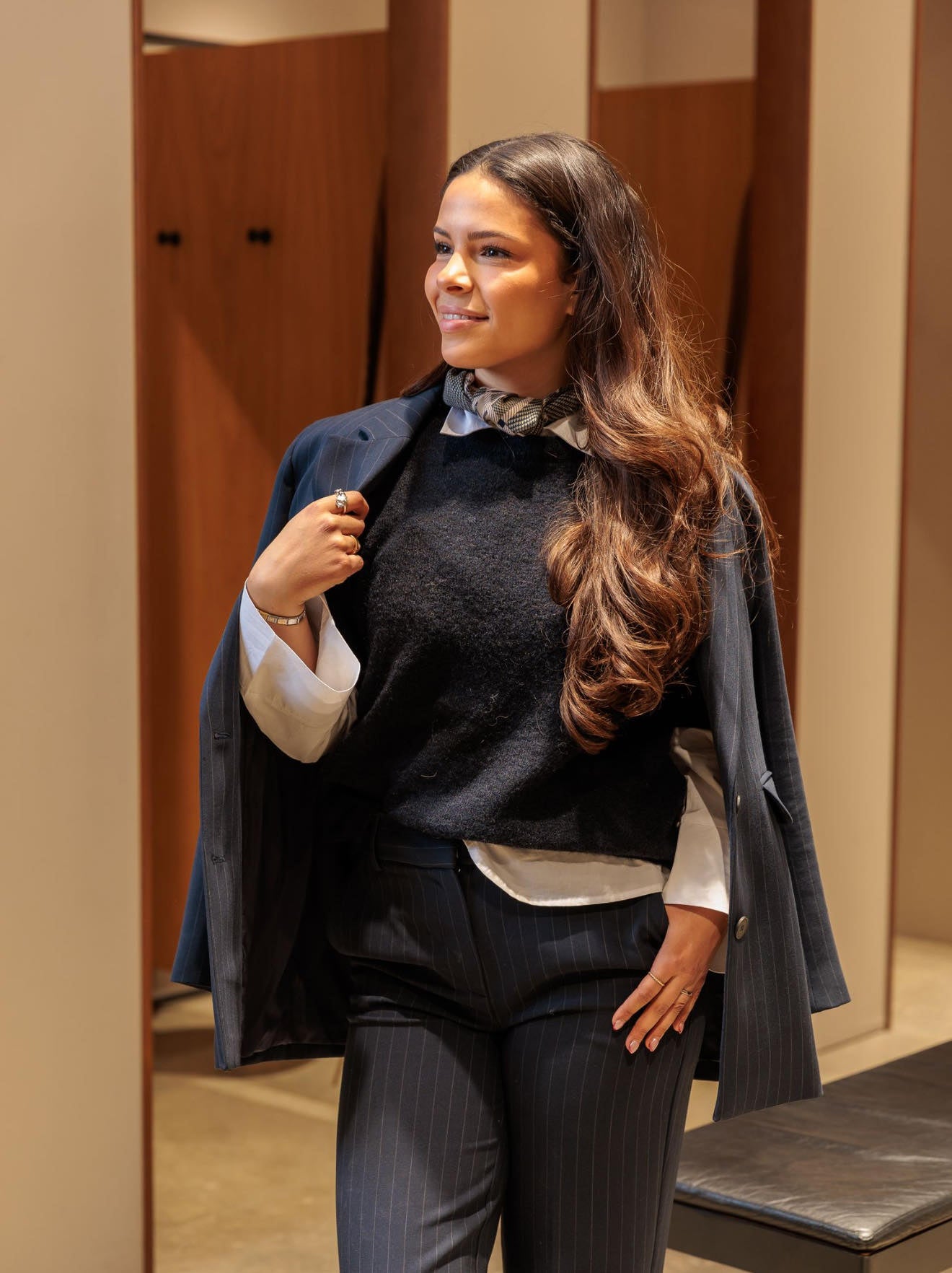 Rita Wide Stripete Bukser - Blå/ Dark Sapphire