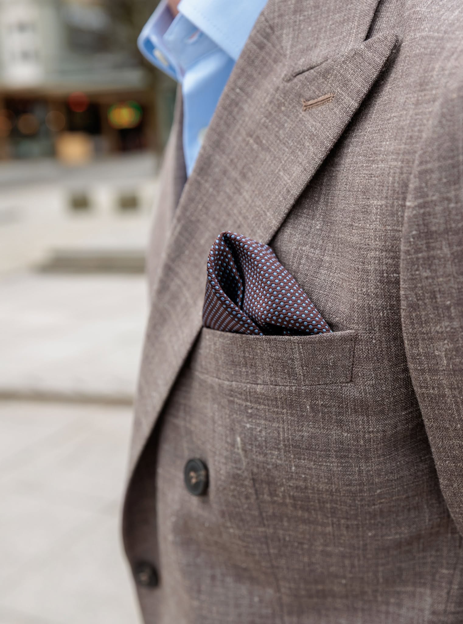 Slim Oasis Dobbeltspent Lin - Brun/ Dark Sand Melange