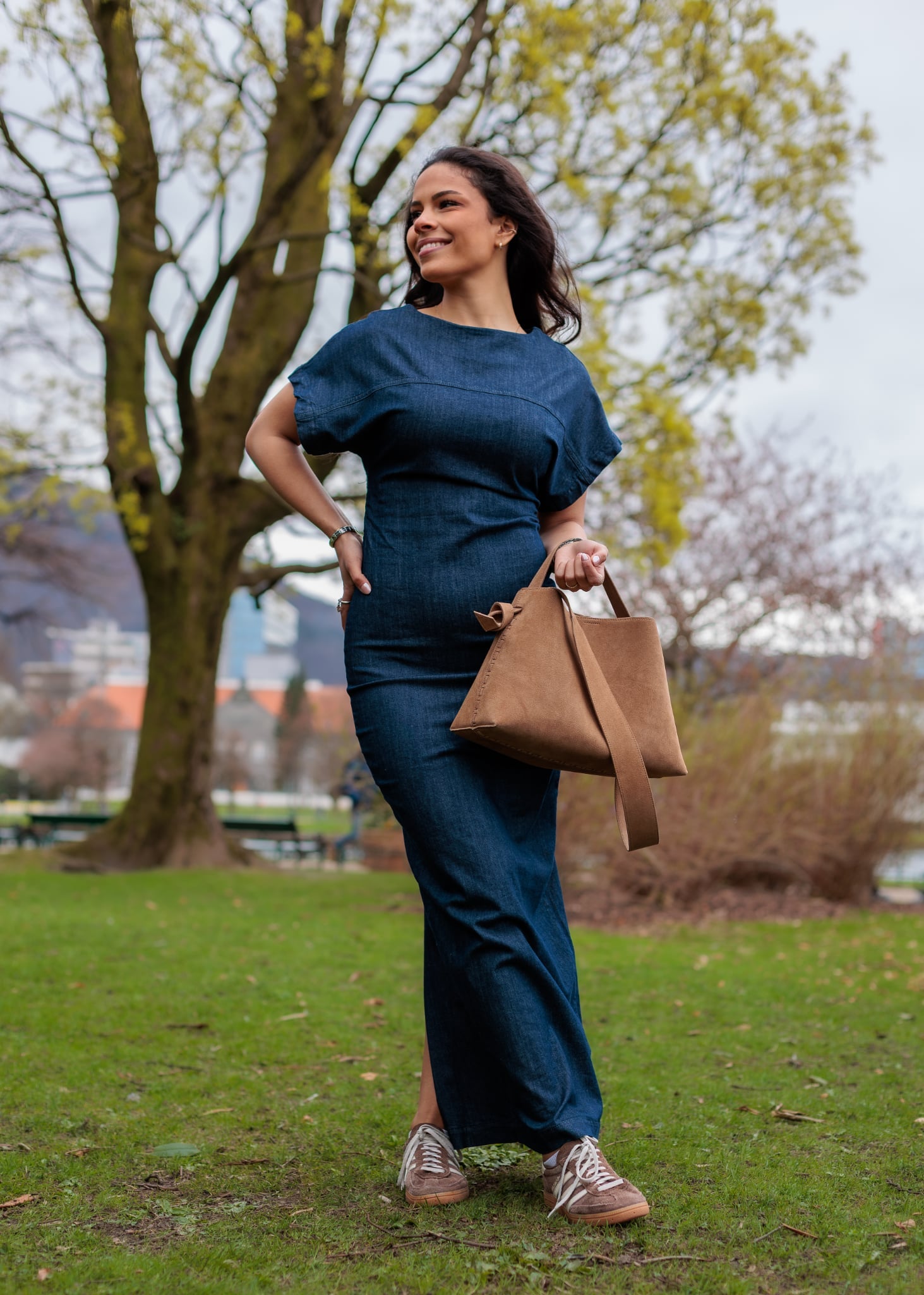 Asta Midi Kjole - Blå/ Dark Blue Denim
