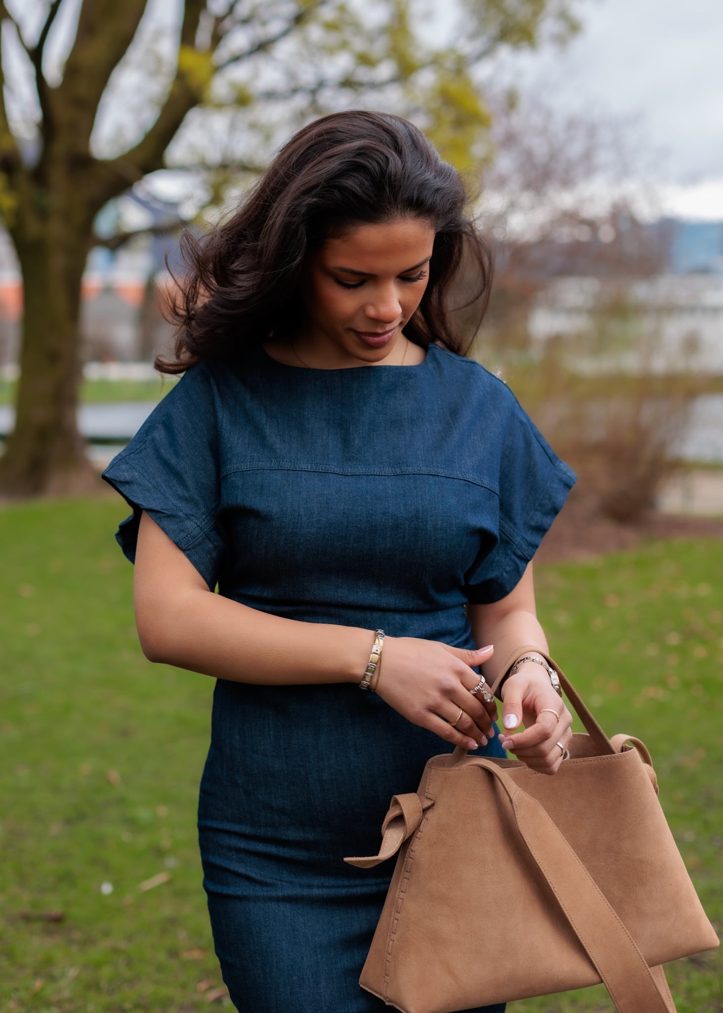 Asta Midi Kjole - Blå/ Dark Blue Denim