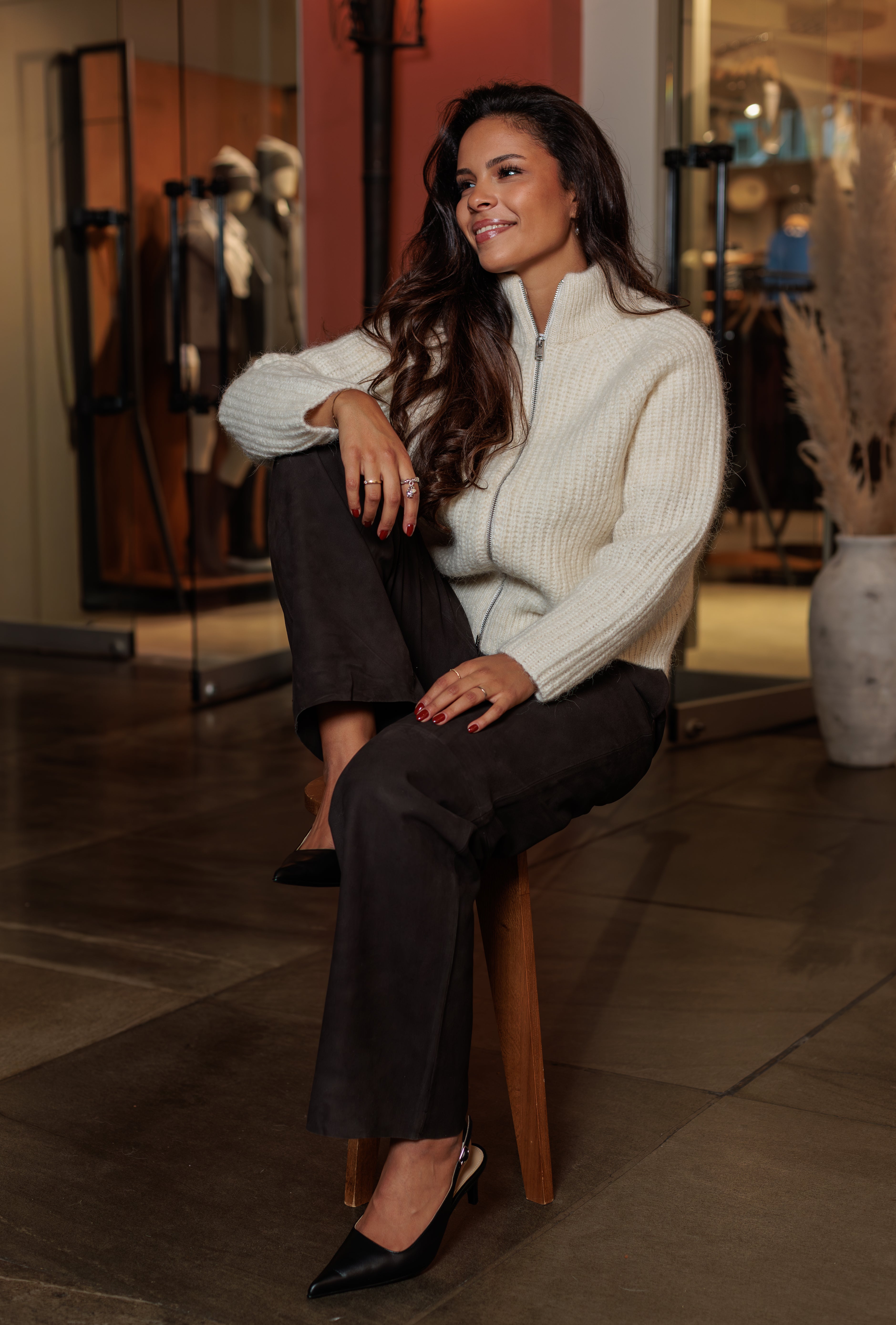 Anjuli Zip Cardigan - Hvit/ Snow White