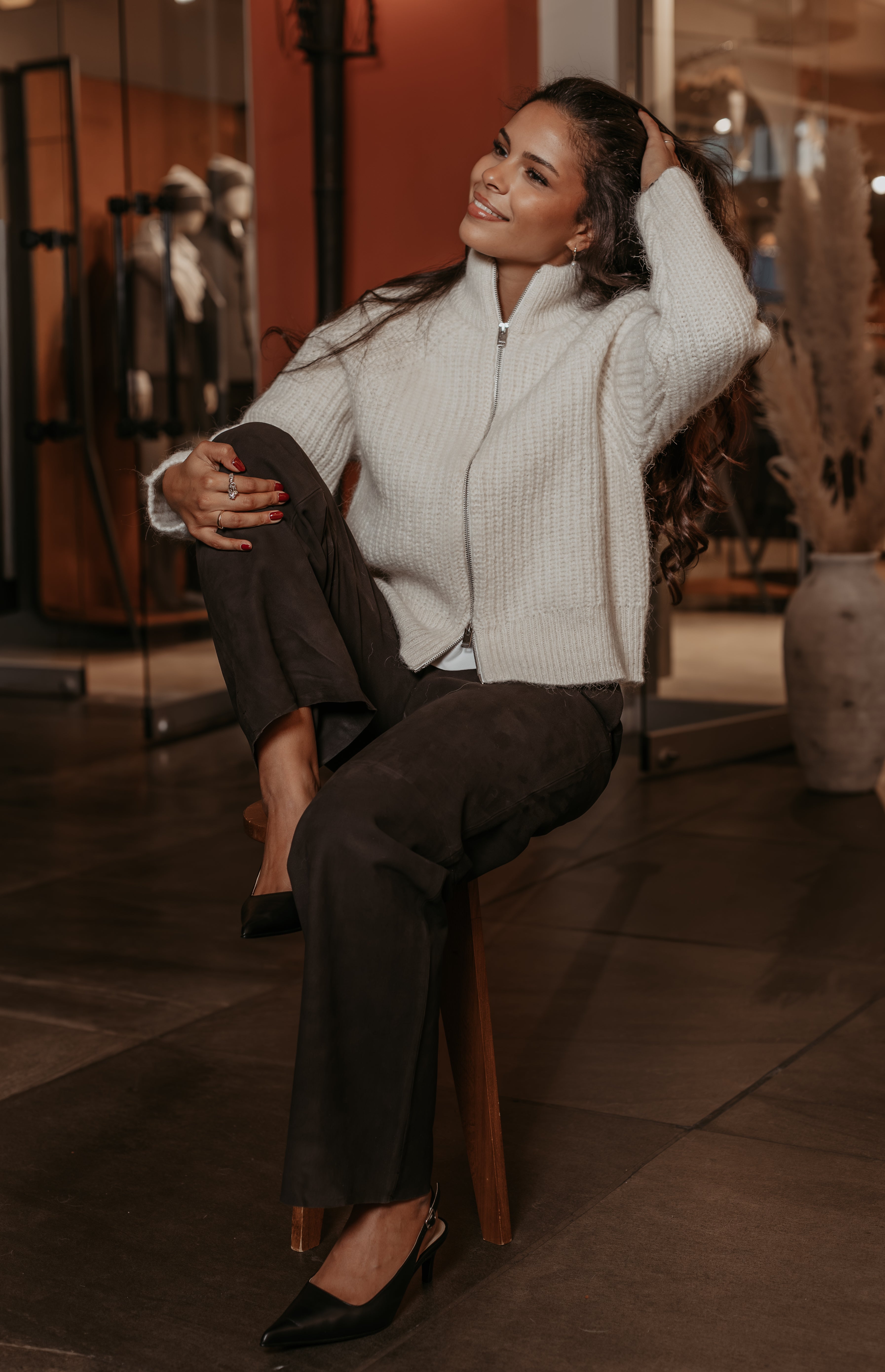 Anjuli Zip Cardigan - Hvit/ Snow White