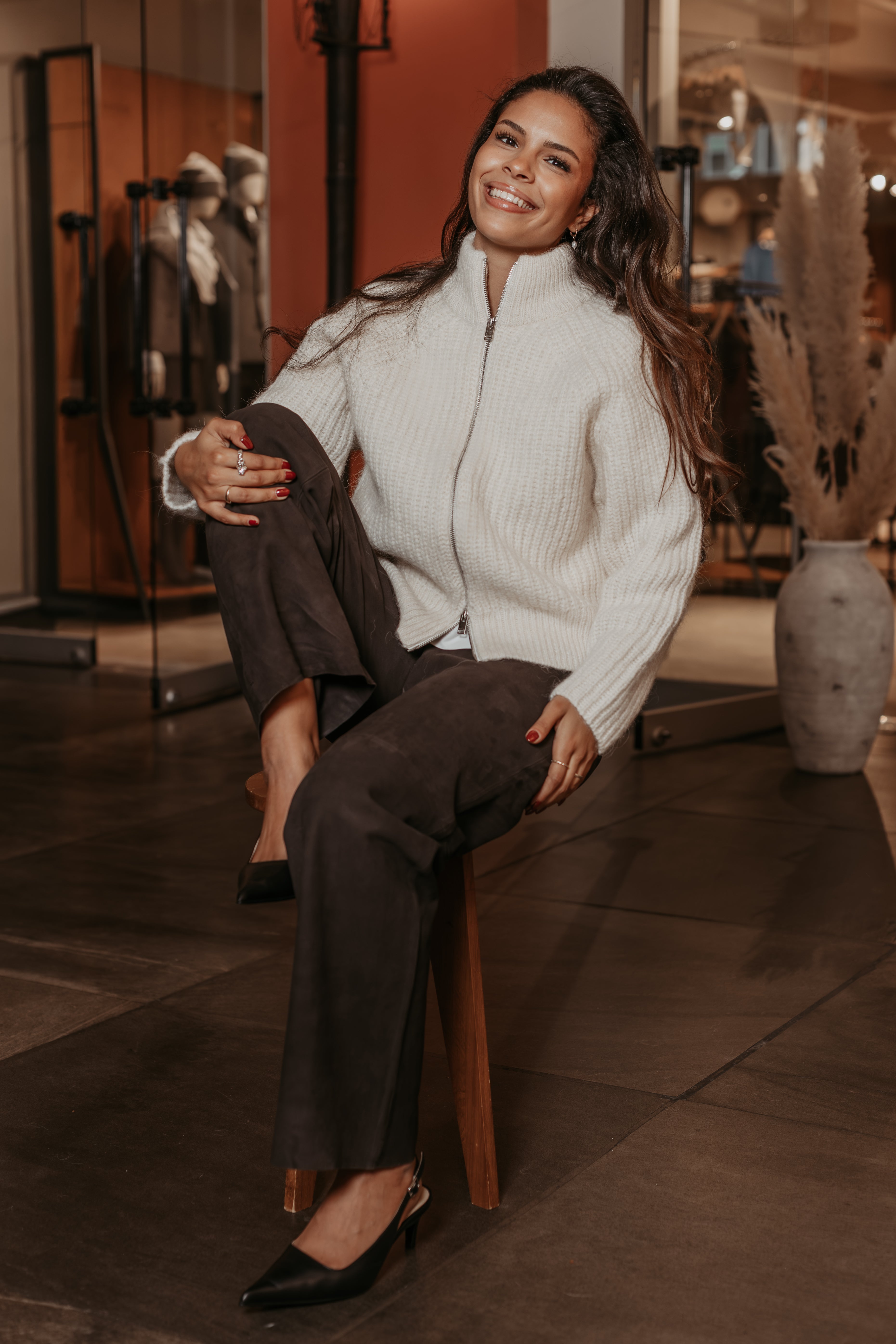 Anjuli Zip Cardigan - Hvit/ Snow White
