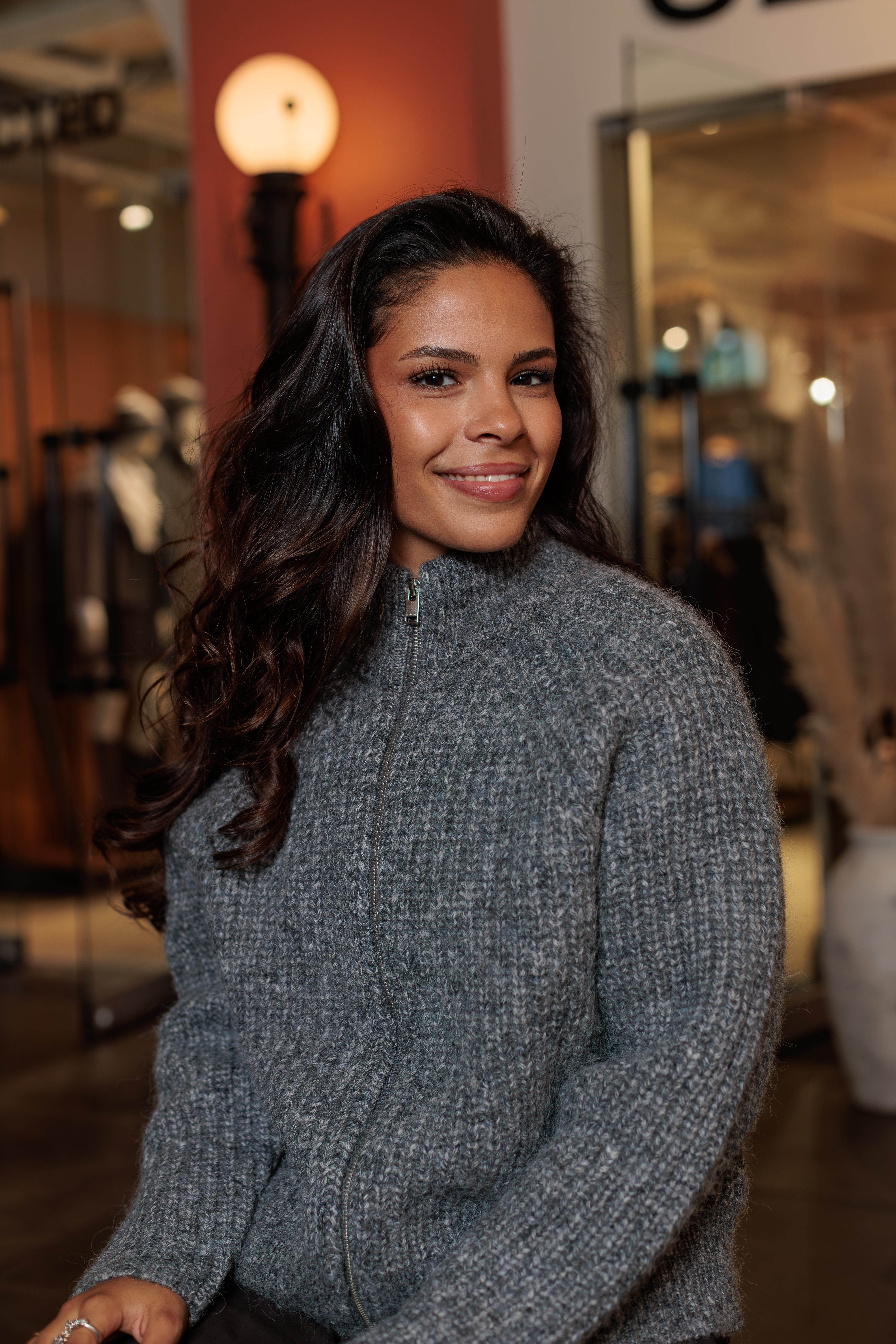 Anjuli Zip Cardigan - Medium Grey Melange