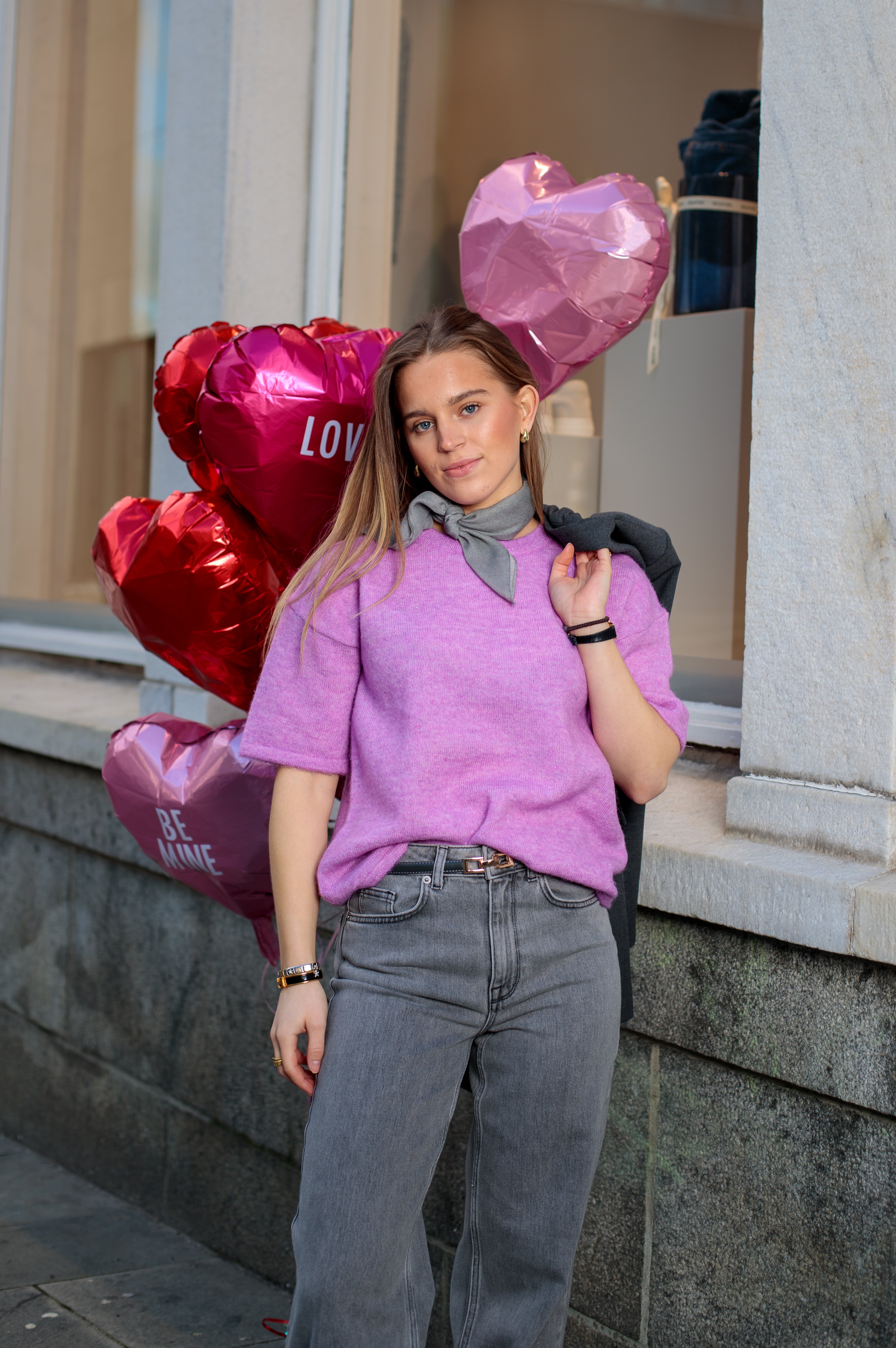 Maline Liliana Strikket Genser - Rosa/ First Bloom