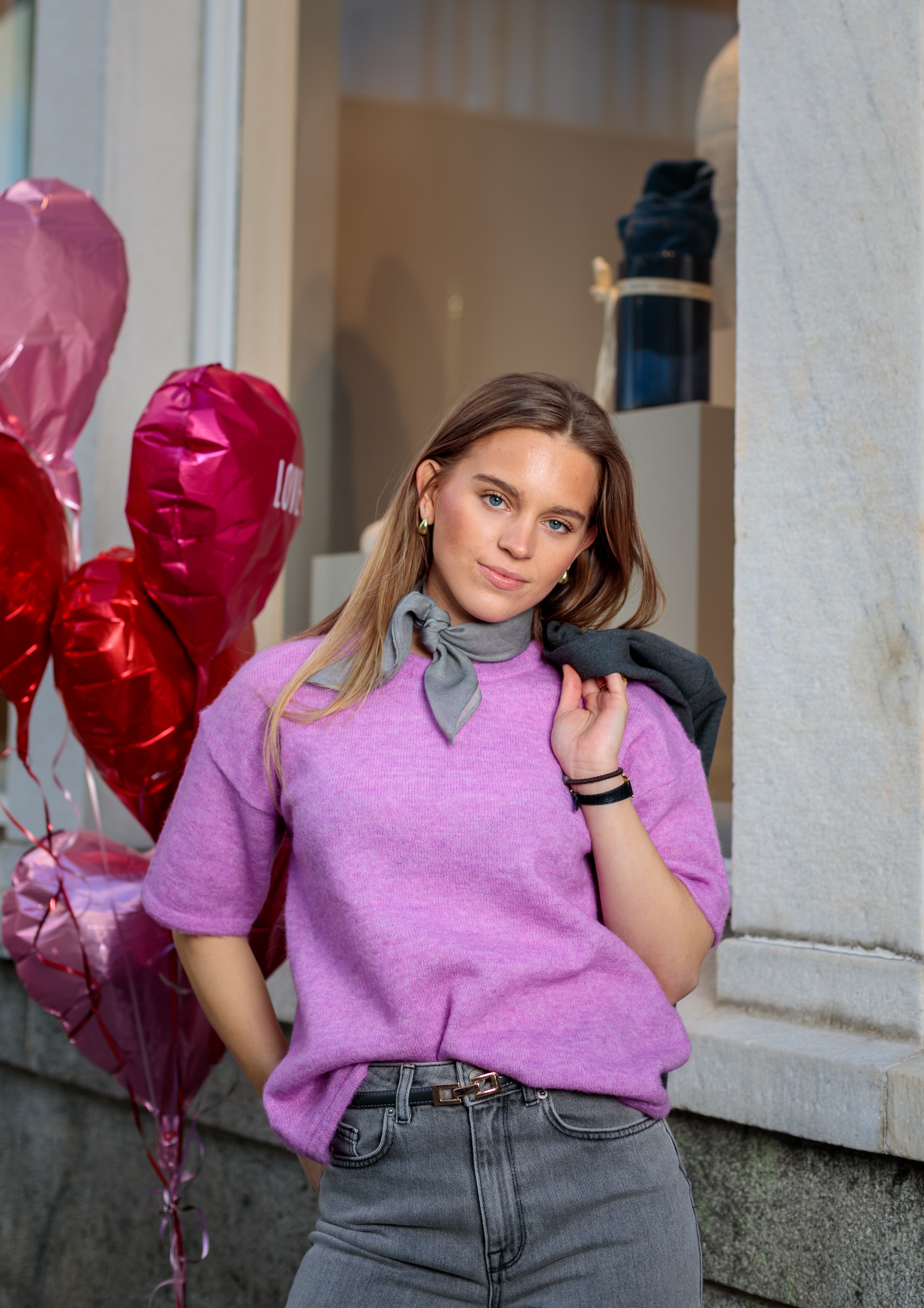 Maline Liliana Strikket Genser - Rosa/ First Bloom