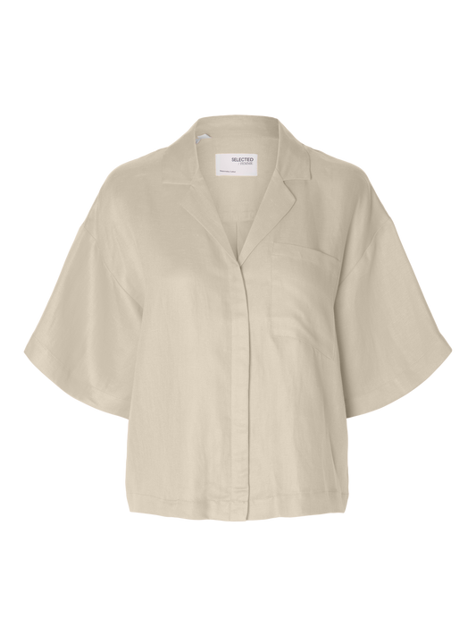 Lyra Lin kort skjorte - Beige/ Sandshell