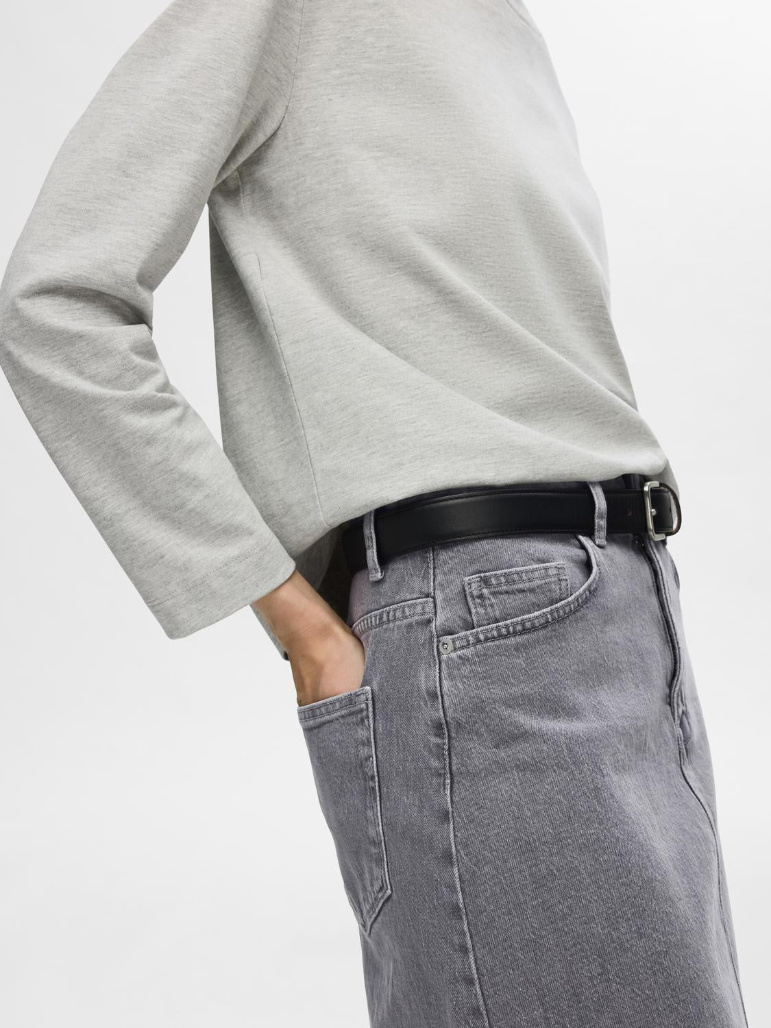 Krista Gerda Skjørt - Grå/ Light Grey Denim