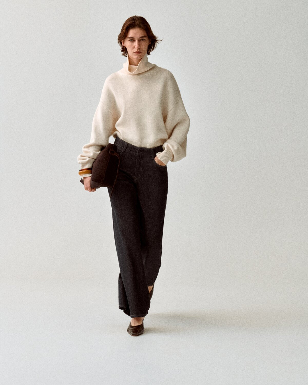 Ellie Strikket Roll Neck - Beige/ Egret