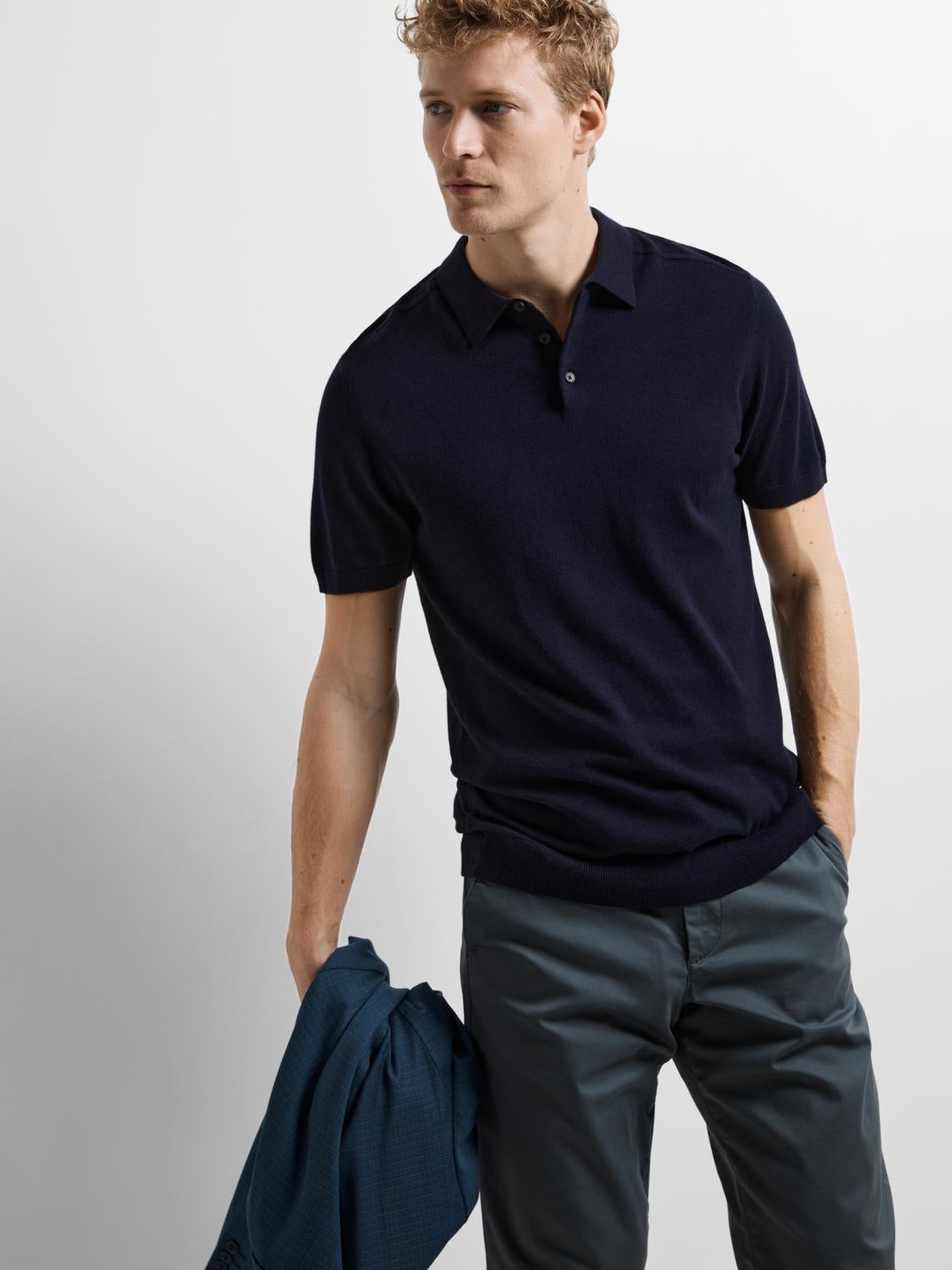 Berg kortarm Polo Genser - Blå/ Navy Blazer