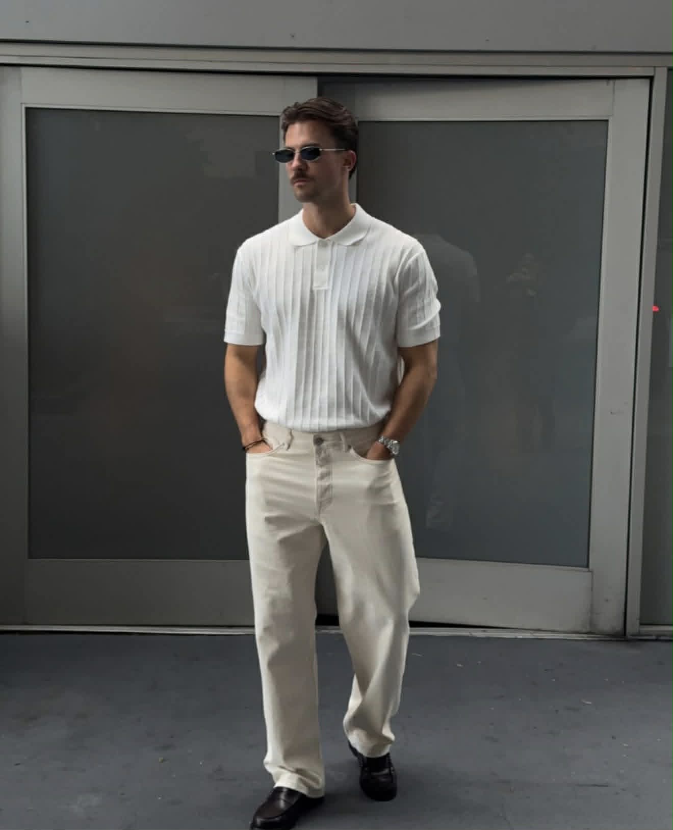 Dane Strikket Polo-Skjorte - Beige/ Egret