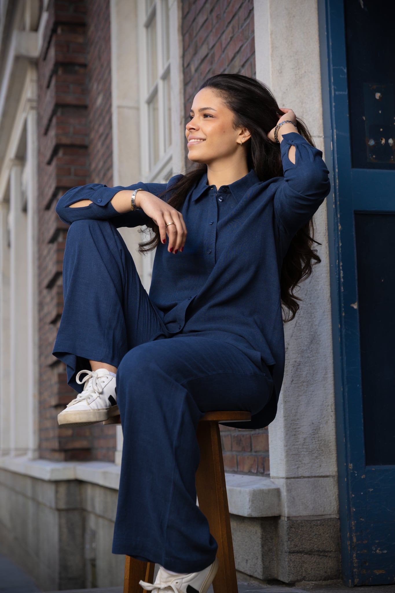 Viva lin skjorte - Blå/ Dark Sapphire