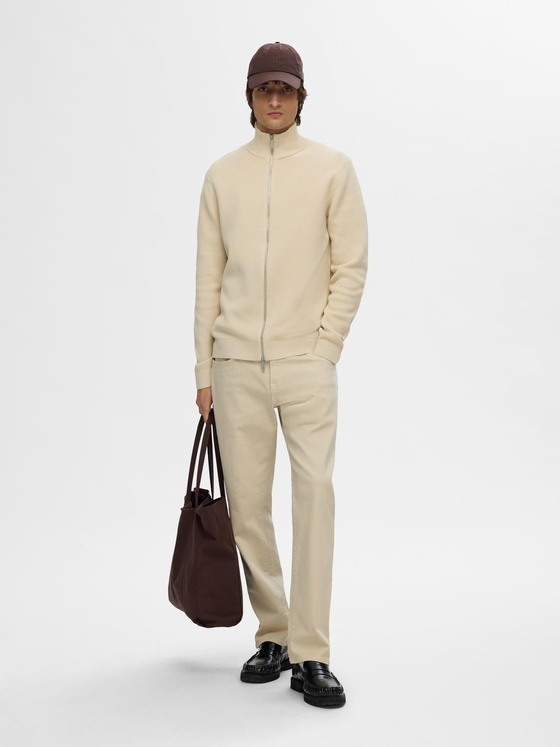 Dane Full Zip Cardigan - Beige/ Oatmeal