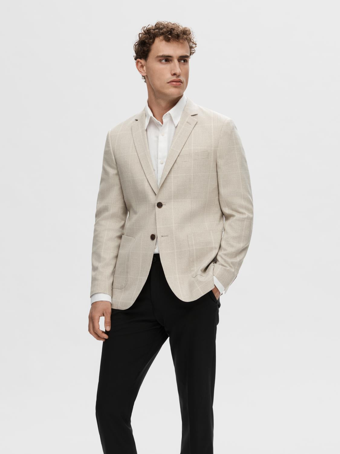 Slim Warwick Blazer - Beige/ Oatmeal