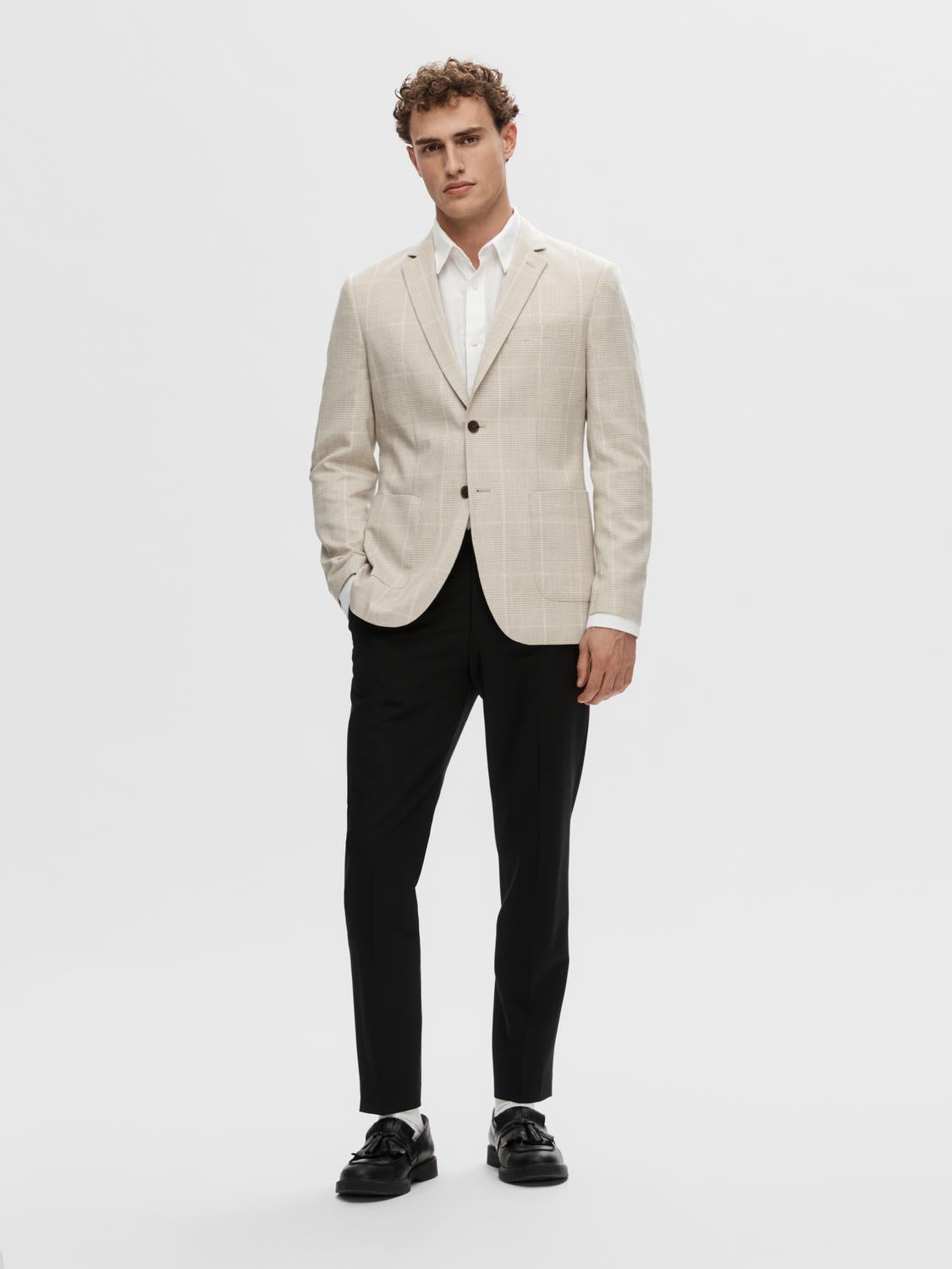 Slim Warwick Blazer - Beige/ Oatmeal