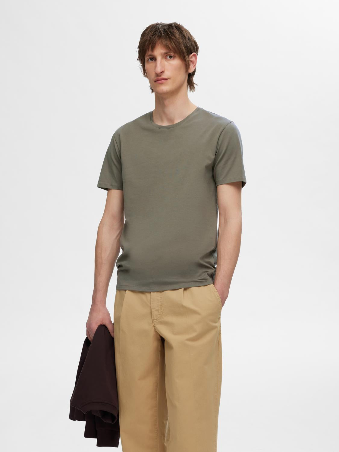 Pima bomull O-neck T-Skjorte - Grønn/ Kalamata