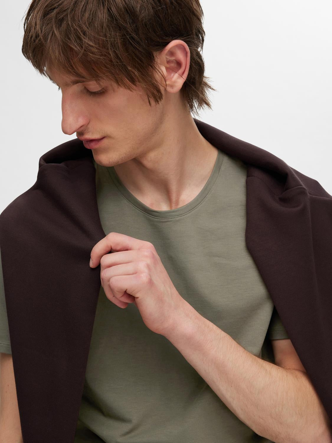 Pima bomull O-neck T-Skjorte - Grønn/ Kalamata