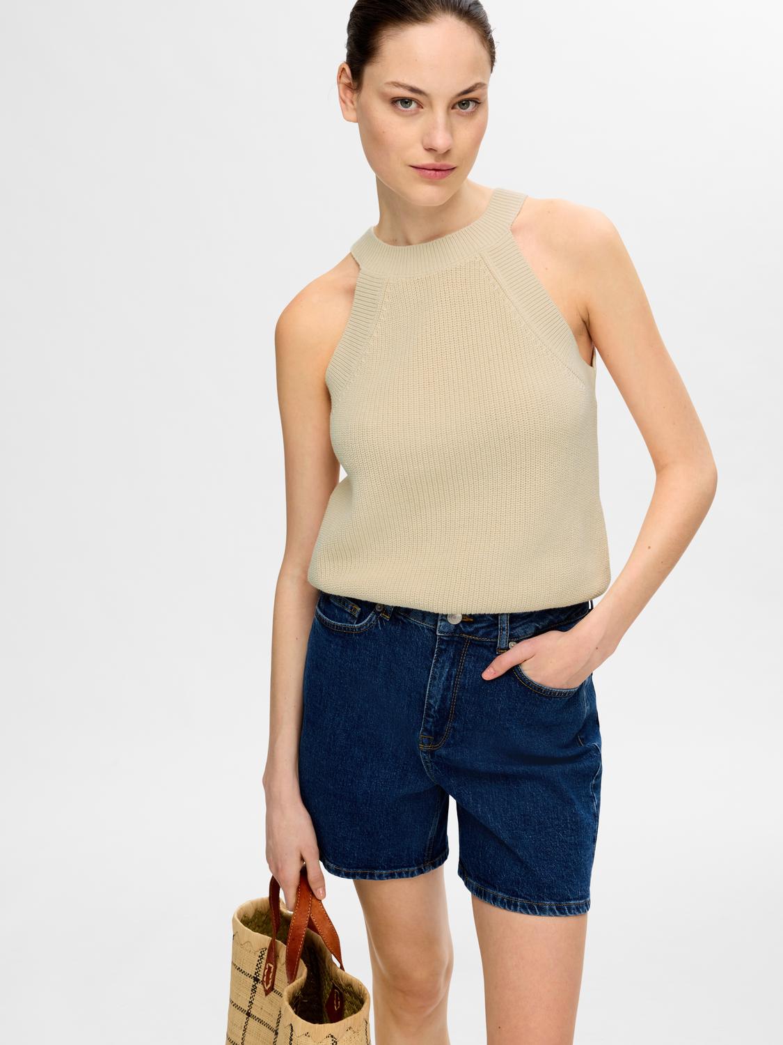 Vinna strikket Topp - Beige/ Birch