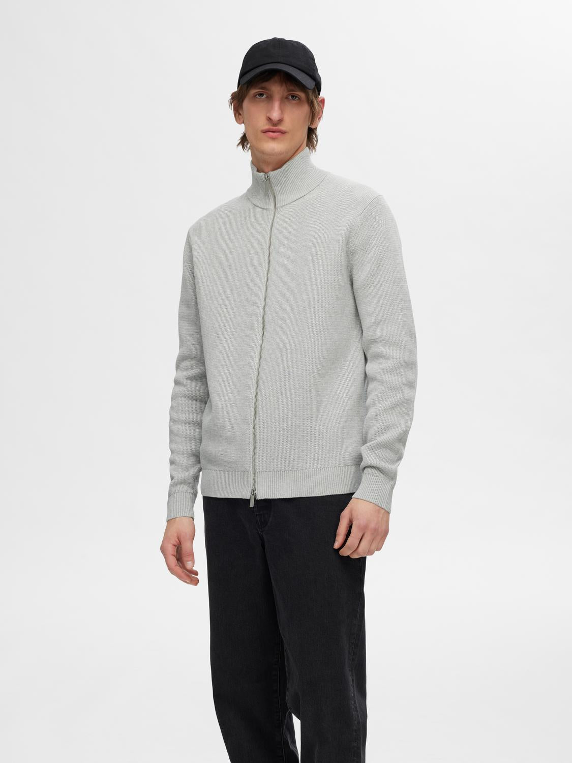 Dane Full Zip Cardigan - Grå/ Light Grey Melange