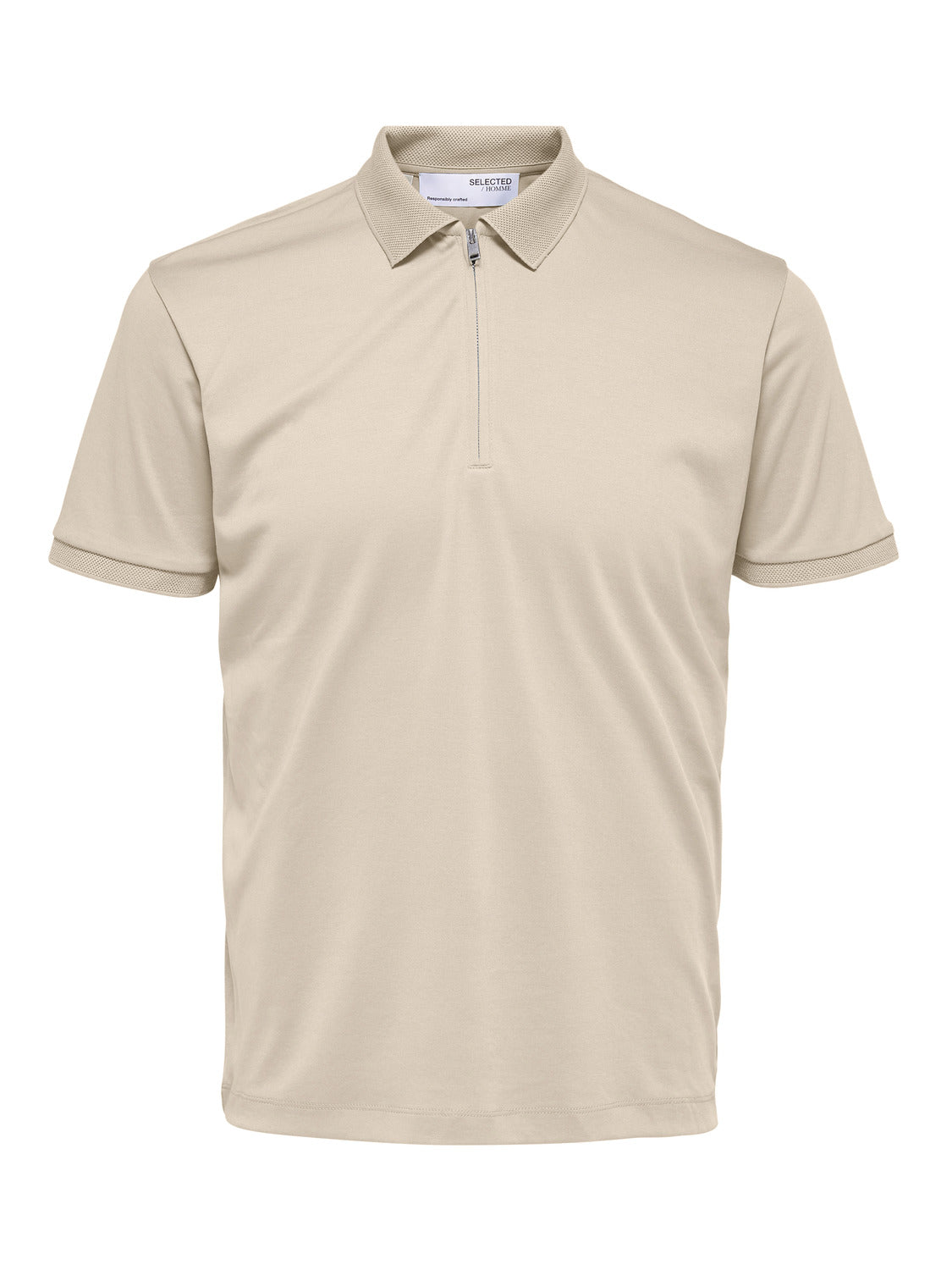 Fave Zipper Polo Skjorte - Beige/ Oatmeal