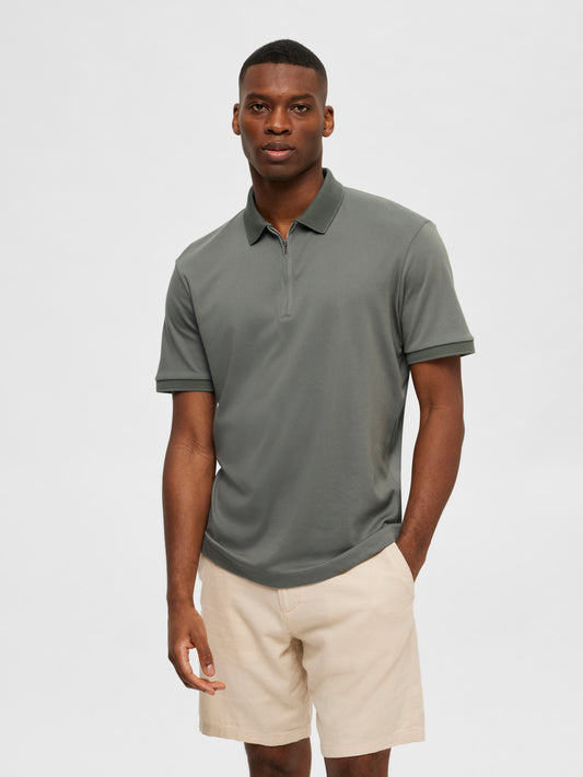 SELECTED HOMME - FAVE ZIPPER POLO SKJORTE - Agave Green