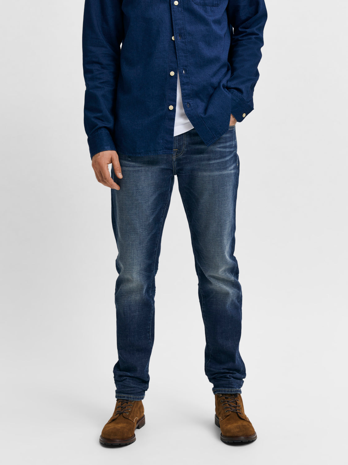 SLHSLIM-LEON Jeans - Dark Blue Denim