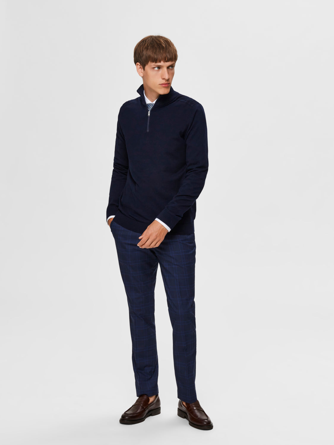 Berg Half Zip Genser - Blå/ Navy Blazer