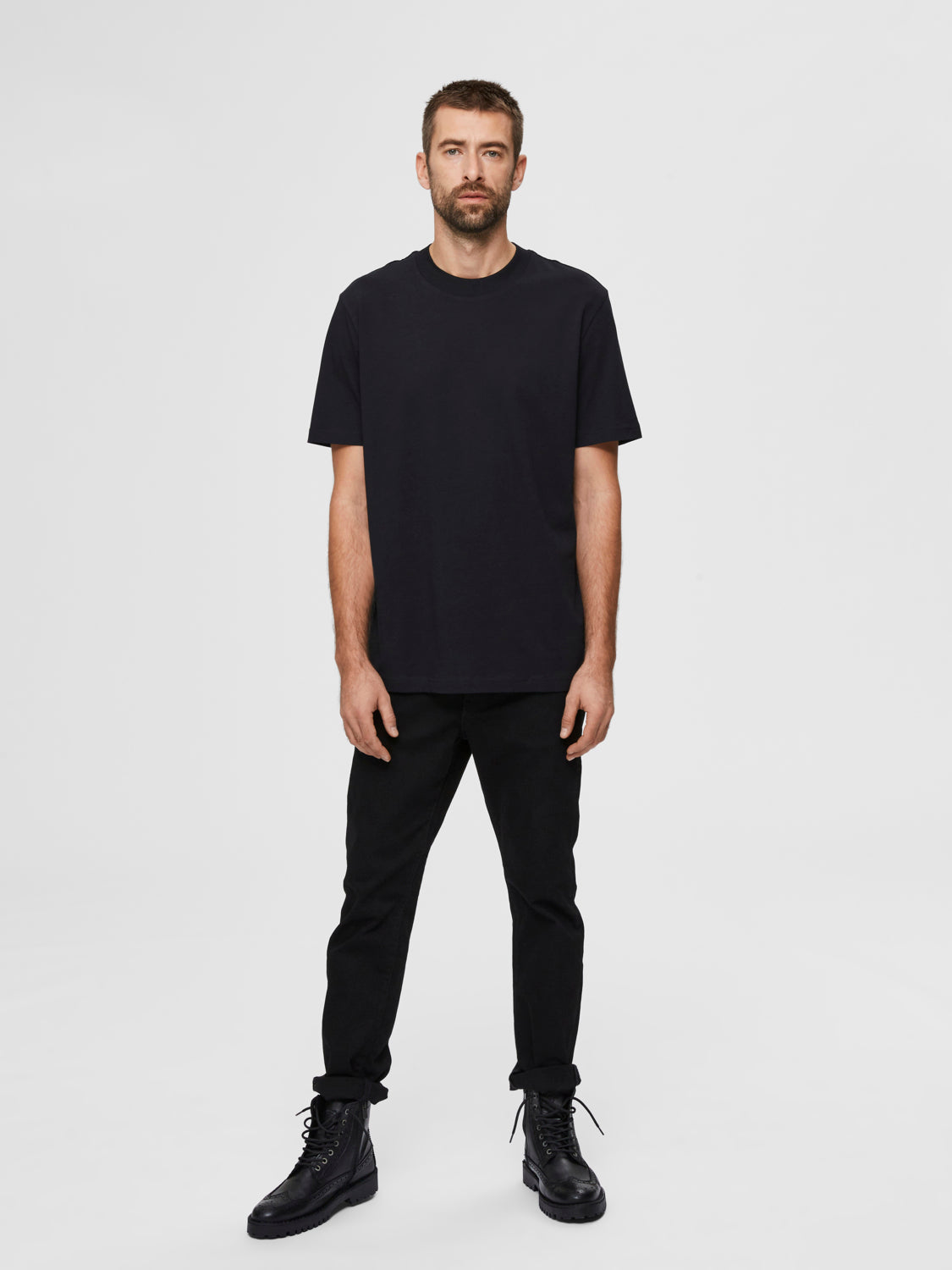 SELECTED HOMME - RELAX COLMAN 200 T-Shirt - Black