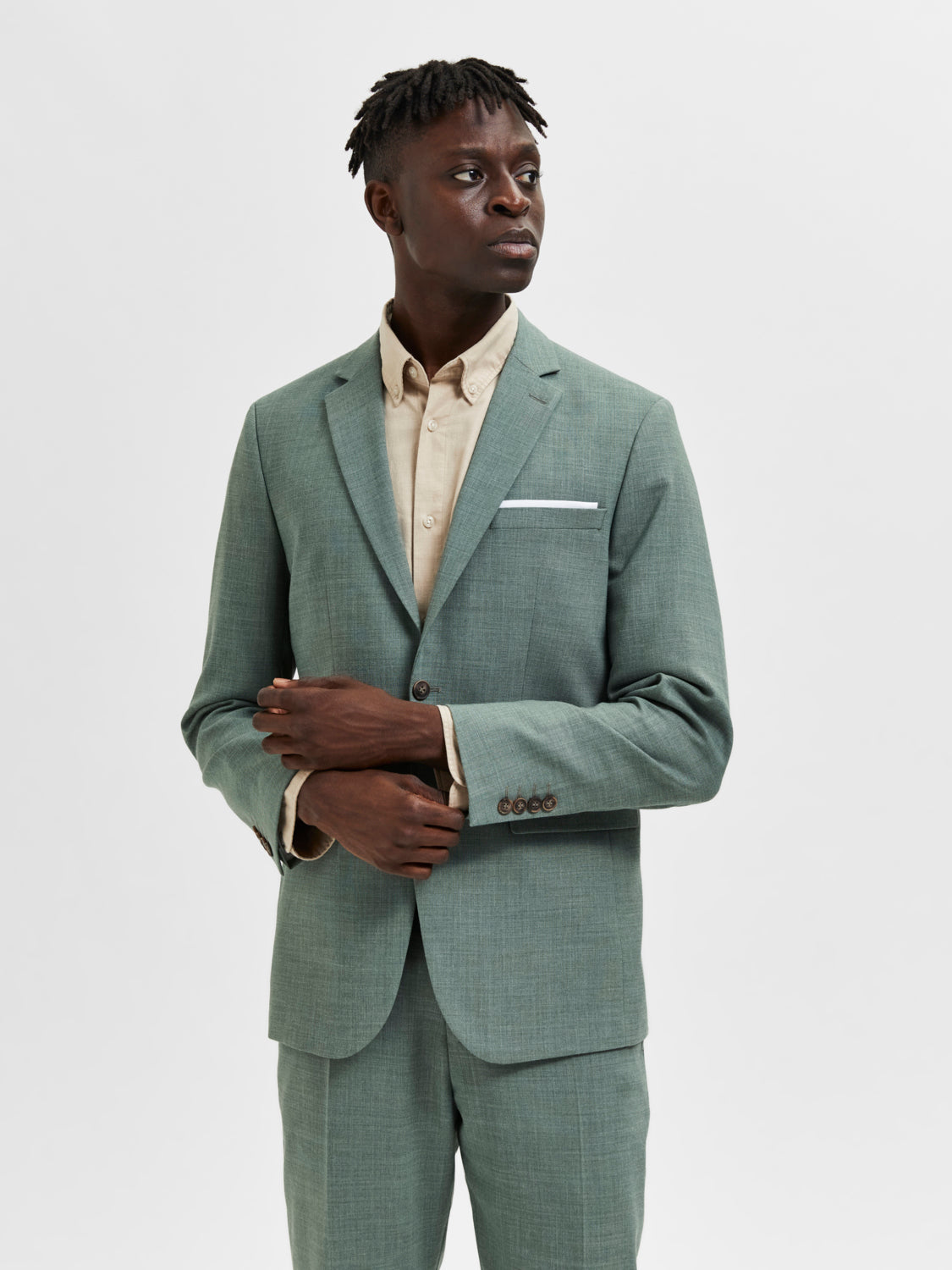 Oasis Lin Dressjakke Blazer - Grønn/ Light Green Melange