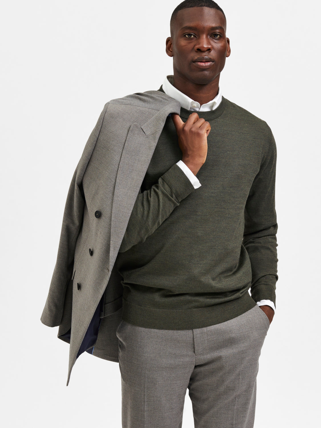 Town rund hals genser - Grønn/ Forest Night