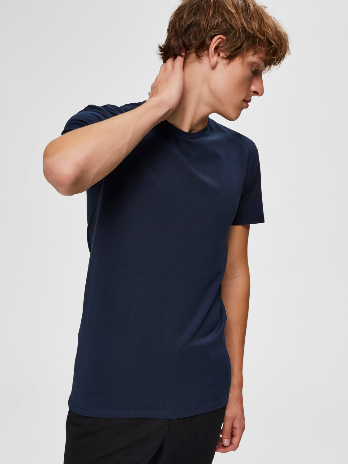 Pima bomull O-neck T-Skjorte - Blå/ Navy