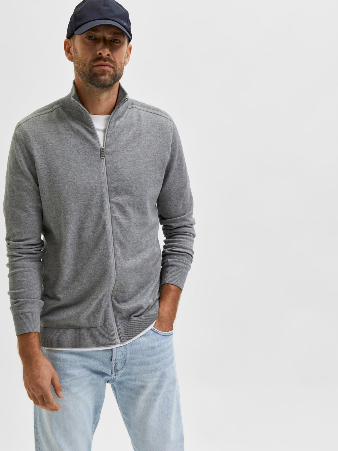 Berg fullzip cardigan - Grå/ Medium Grey Melange