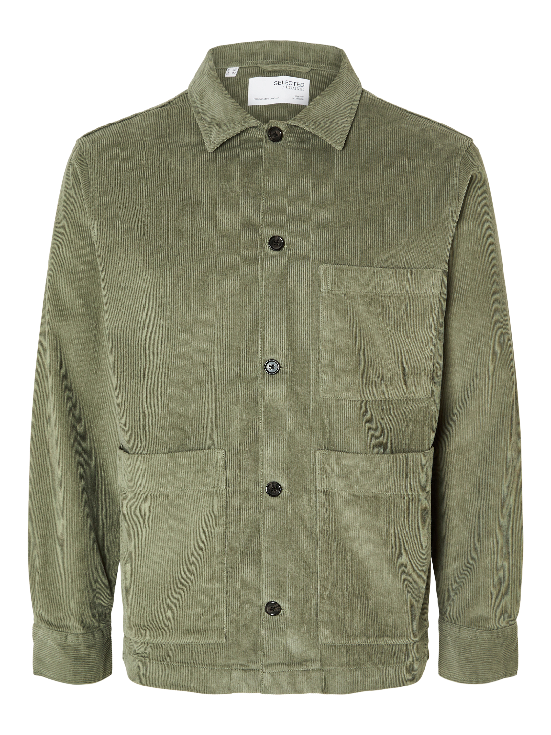 SELECTED HOMME - LOOSE TONY-CORD SKJORTE - Vetiver