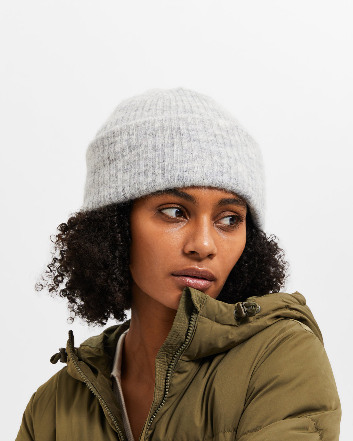 Lulu Strikket Ull Lue - Grå/ Light Grey Melange