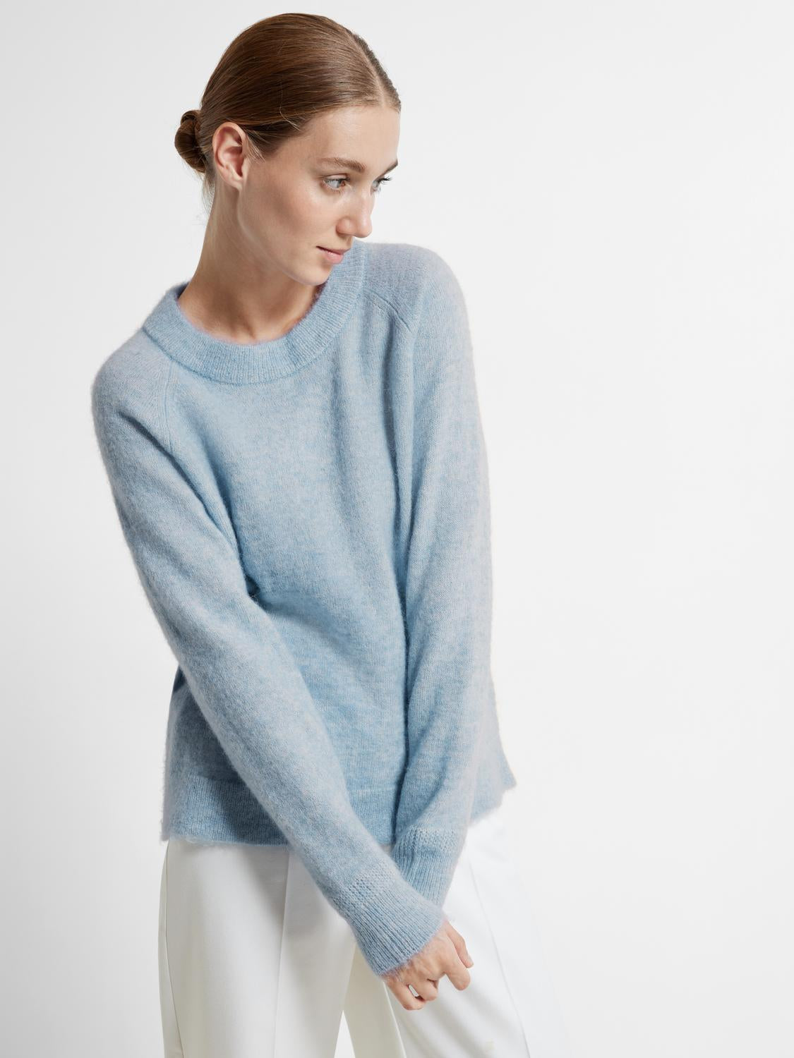 Lulu O-Neck Strikket Genser - Blå/ Cashmere Blue