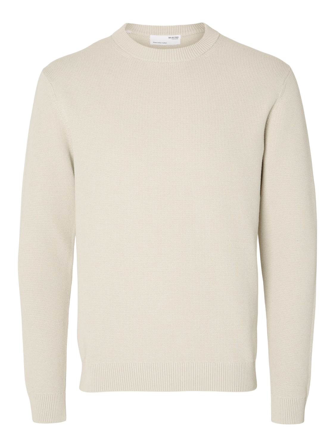 Dane genser med rund hals - Beige/ Oatmeal