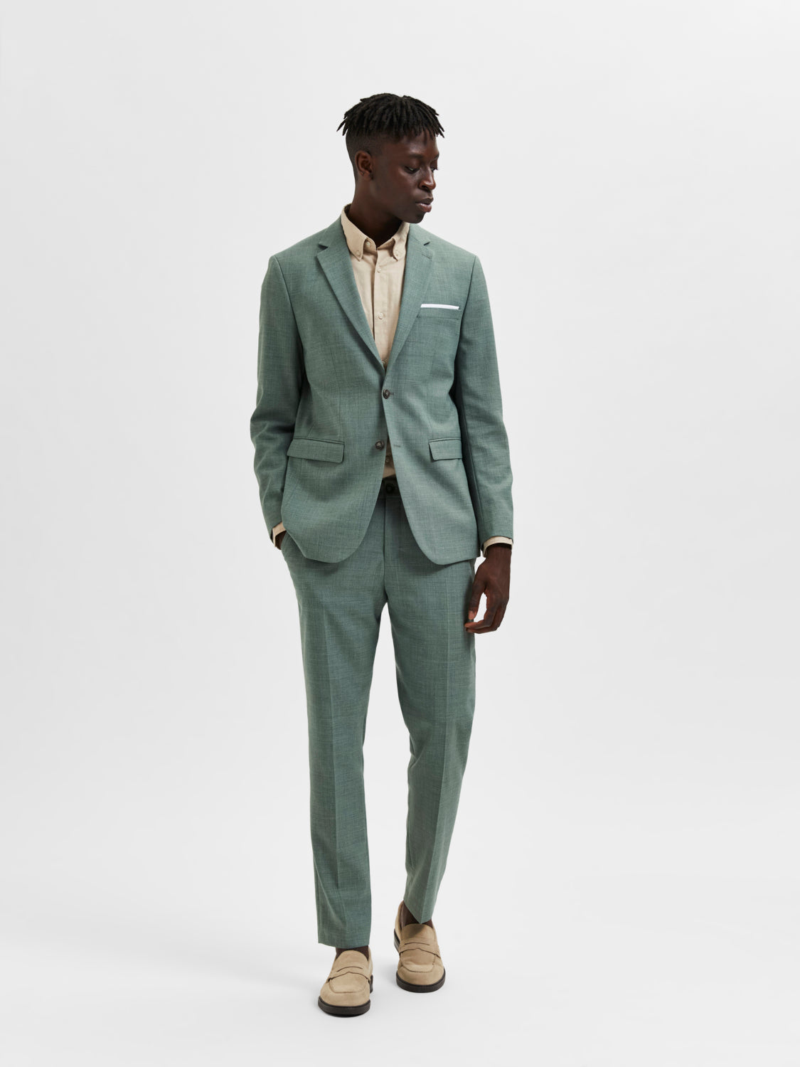 Oasis Lin Dressjakke Blazer - Grønn/ Light Green Melange