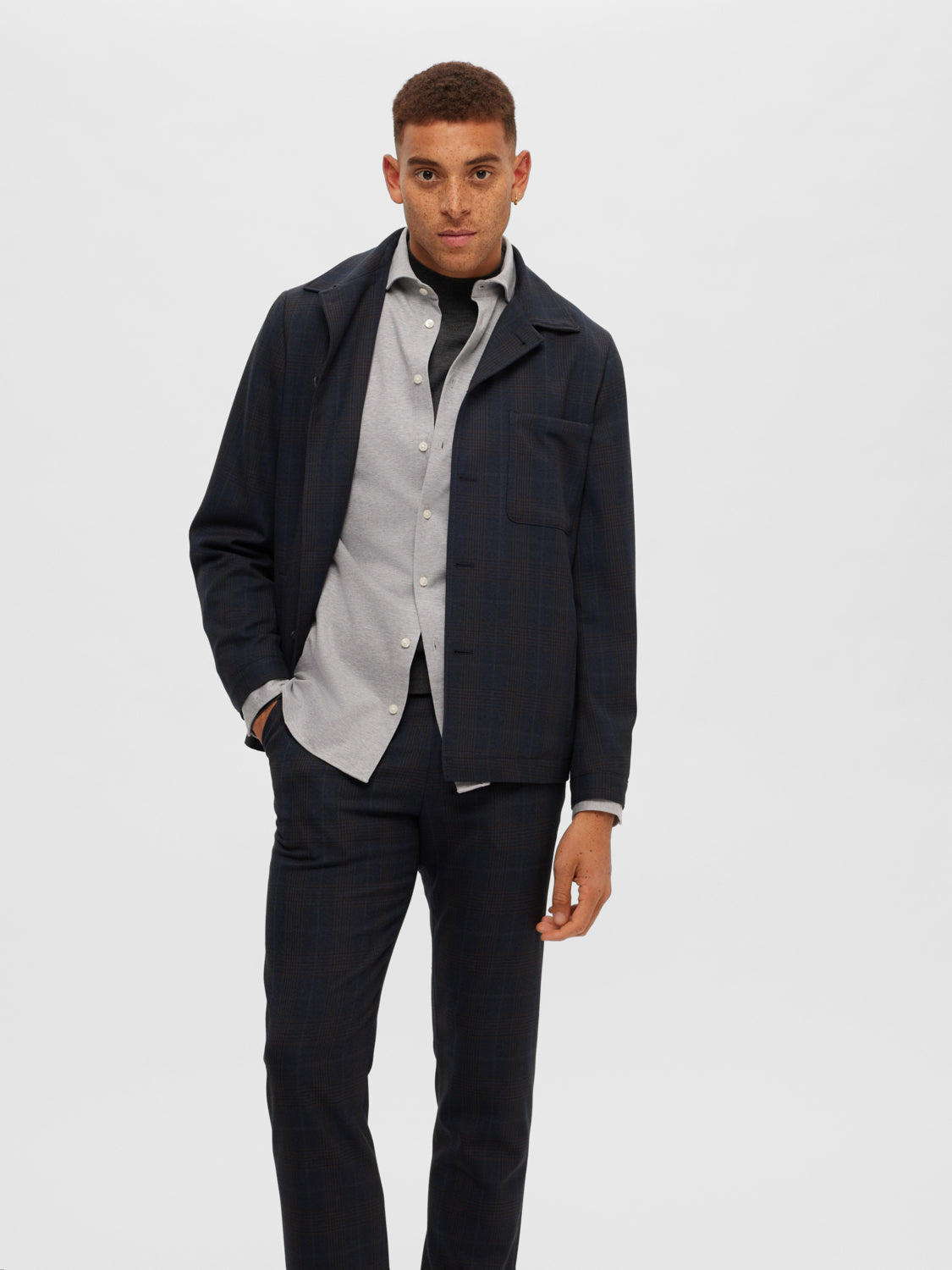 Slim Bond Pique Skjorte - Blå/ Pure Cashmere