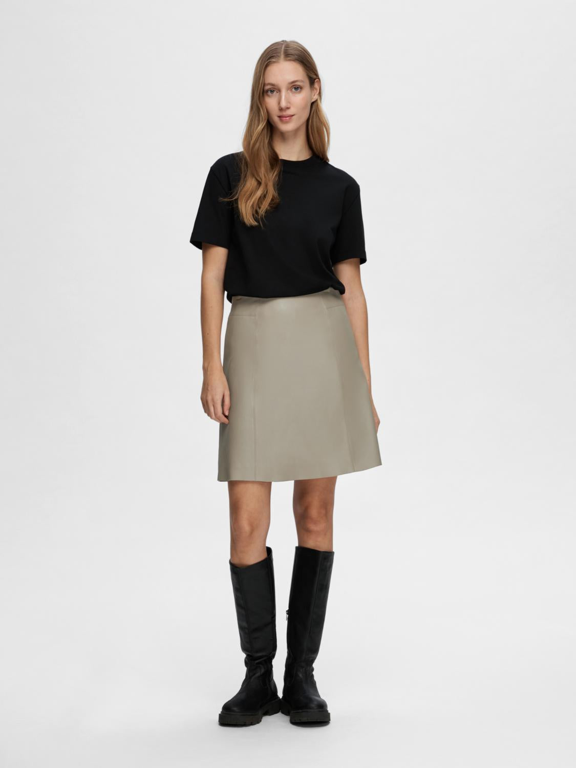 Ibi Skinnskjørt - Beige/ Greige