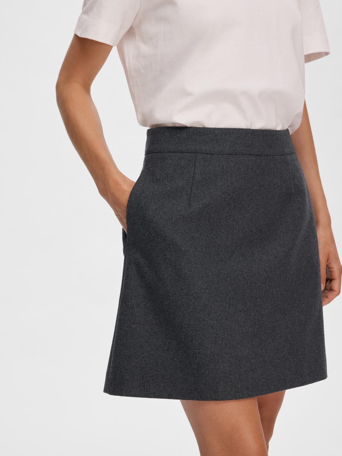 Mercy Ula kort skjørt - Grå/ Dark Grey Melange