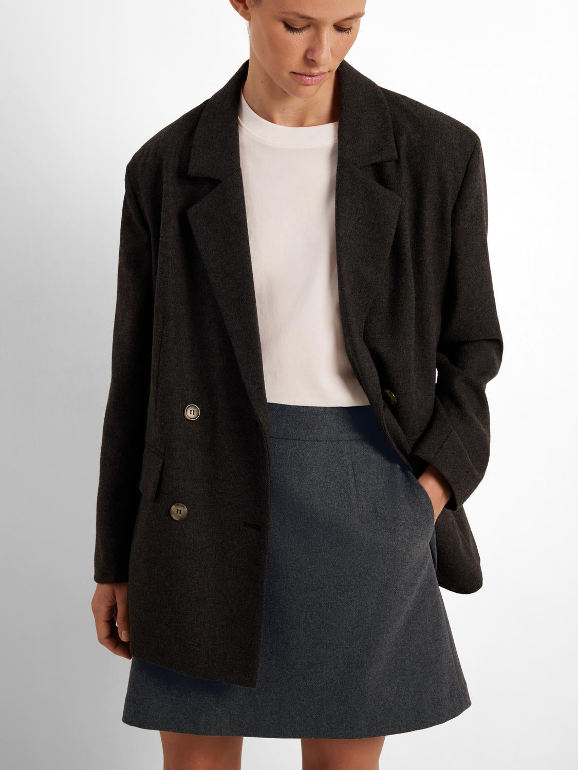 Mercy Ula kort skjørt - Grå/ Dark Grey Melange